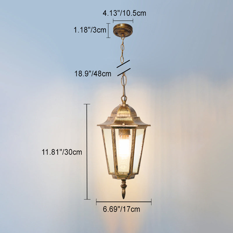 Traditional Vintage Waterproof Hexagonal Aluminum Acrylic 1-Light Pendant Light For Outdoor Patio | Kalsten