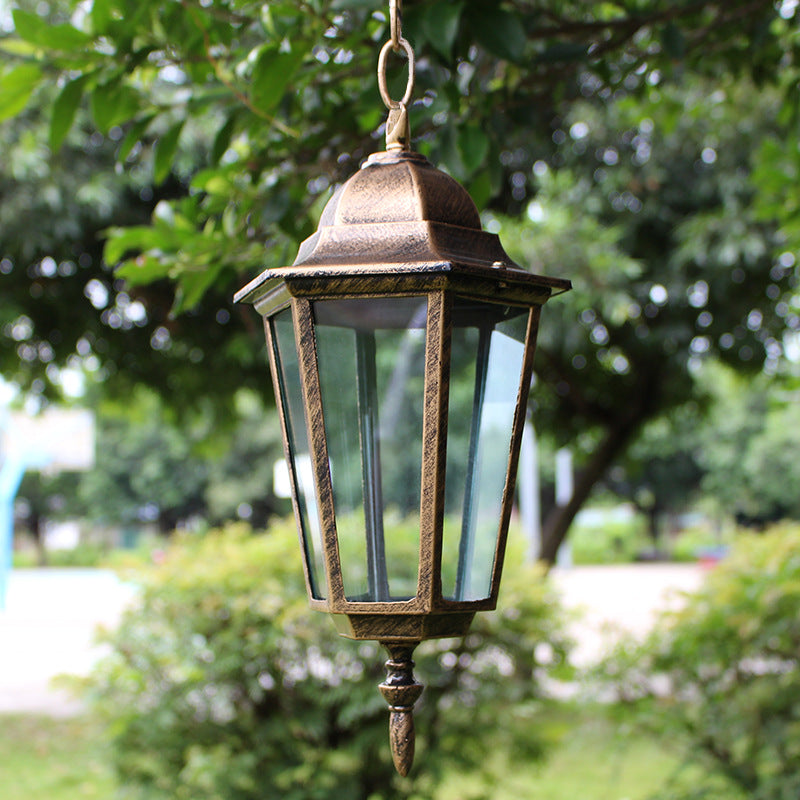 Traditional Vintage Waterproof Hexagonal Aluminum Acrylic 1-Light Pendant Light For Outdoor Patio | Kalsten