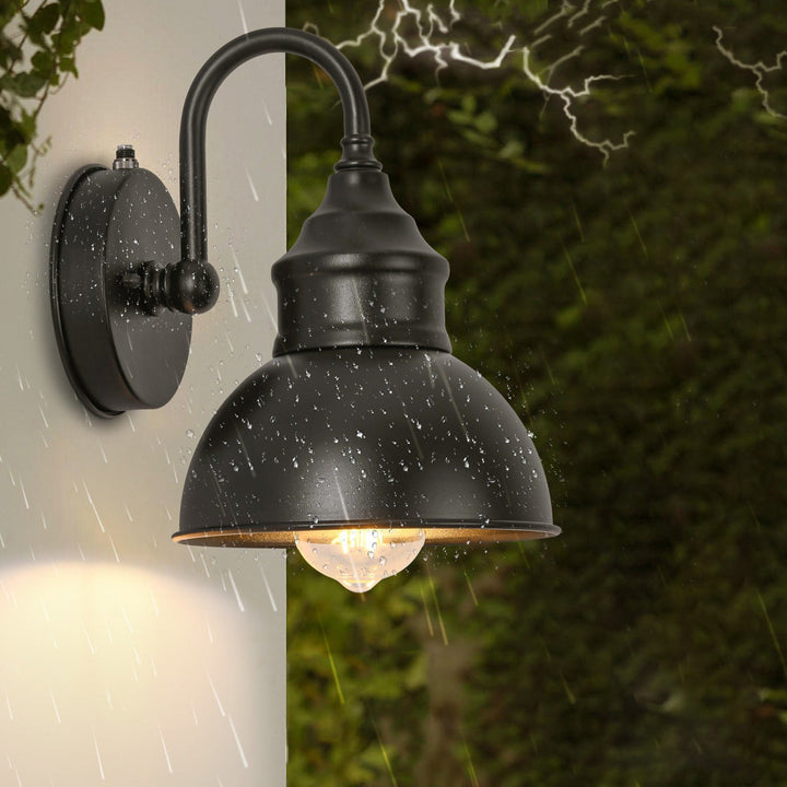 Modern Minimalist Outdoor Waterproof Round Curved Pole Iron Shade 1-Light Wall Sconce Lamp For Garden | Kalsten