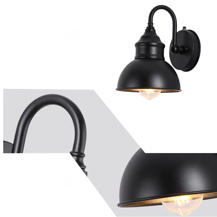 Modern Minimalist Outdoor Waterproof Round Curved Pole Iron Shade 1-Light Wall Sconce Lamp For Garden | Kalsten