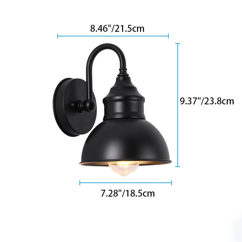 Modern Minimalist Outdoor Waterproof Round Curved Pole Iron Shade 1-Light Wall Sconce Lamp For Garden | Kalsten