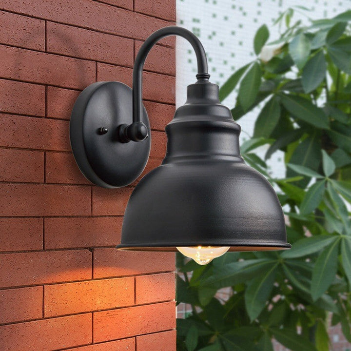 Modern Minimalist Outdoor Waterproof Round Curved Pole Iron Shade 1-Light Wall Sconce Lamp For Garden | Kalsten