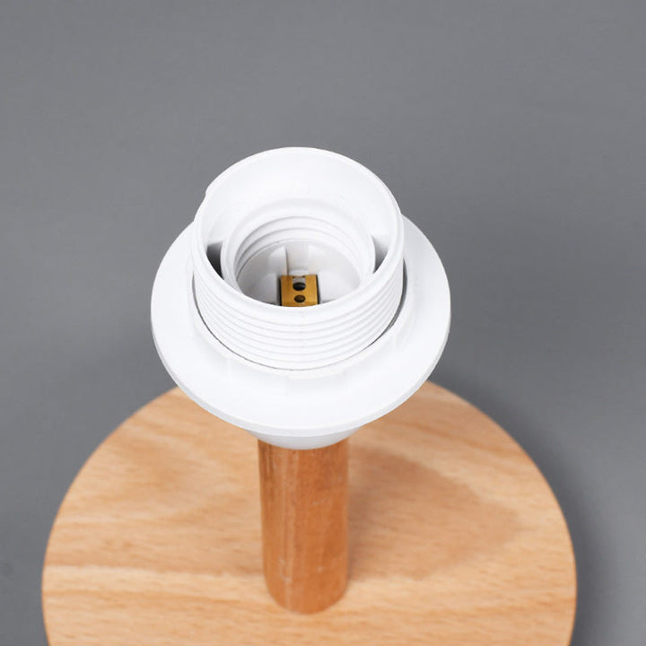 Traditional Japanese Cylinder Wood Fabric 1-Light Table Lamp for the Living Room | Kalsten