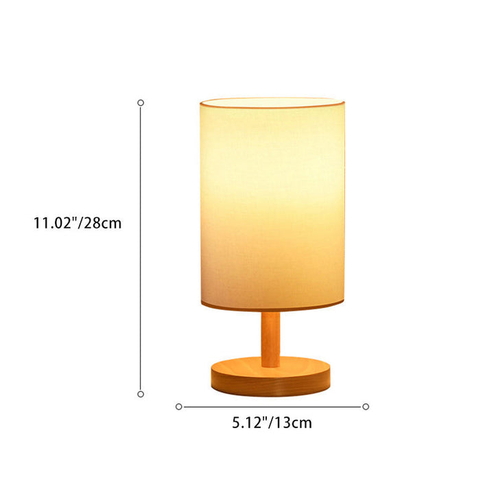 Traditional Japanese Cylinder Wood Fabric 1-Light Table Lamp for the Living Room | Kalsten