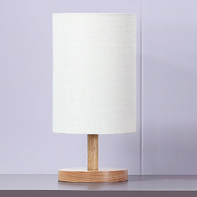 Traditional Japanese Cylinder Wood Fabric 1-Light Table Lamp for the Living Room | Kalsten