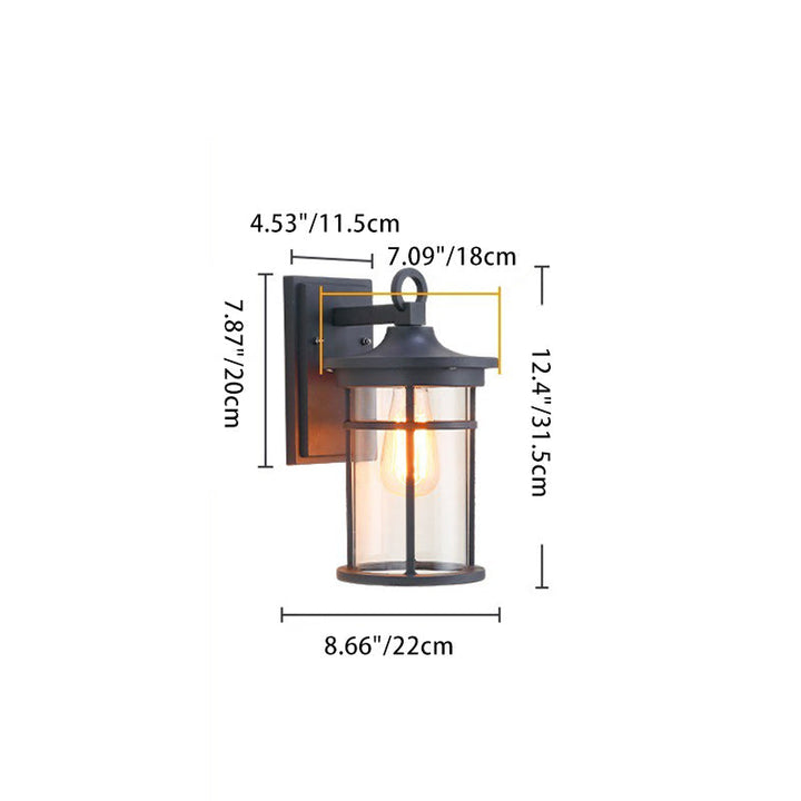 Contemporary Industrial Column Aluminum Glass 1-Light Wall Sconce Lamp For Garden | Kalsten