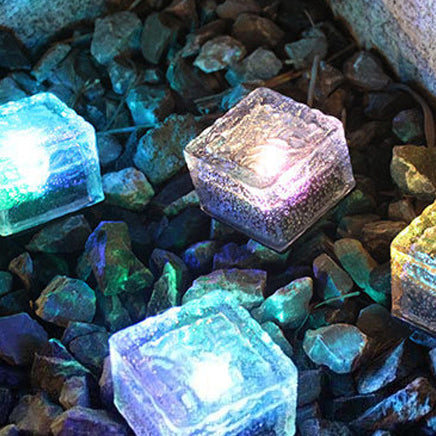 Modern Minimalist Solar Waterproof ABS Clear Glass Ice Cube Brick LED Outdoor Landscape Light For Garden | Kalsten