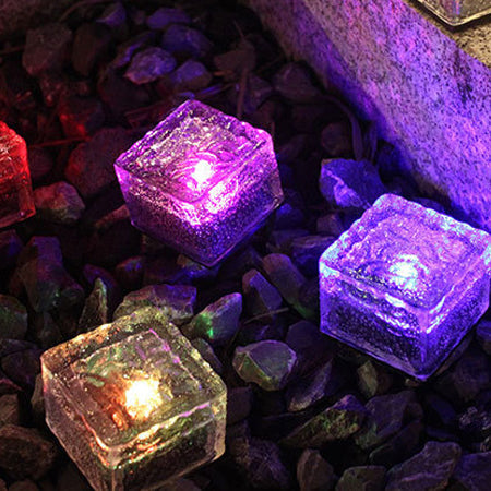 Modern Minimalist Solar Waterproof ABS Clear Glass Ice Cube Brick LED Outdoor Landscape Light For Garden | Kalsten
