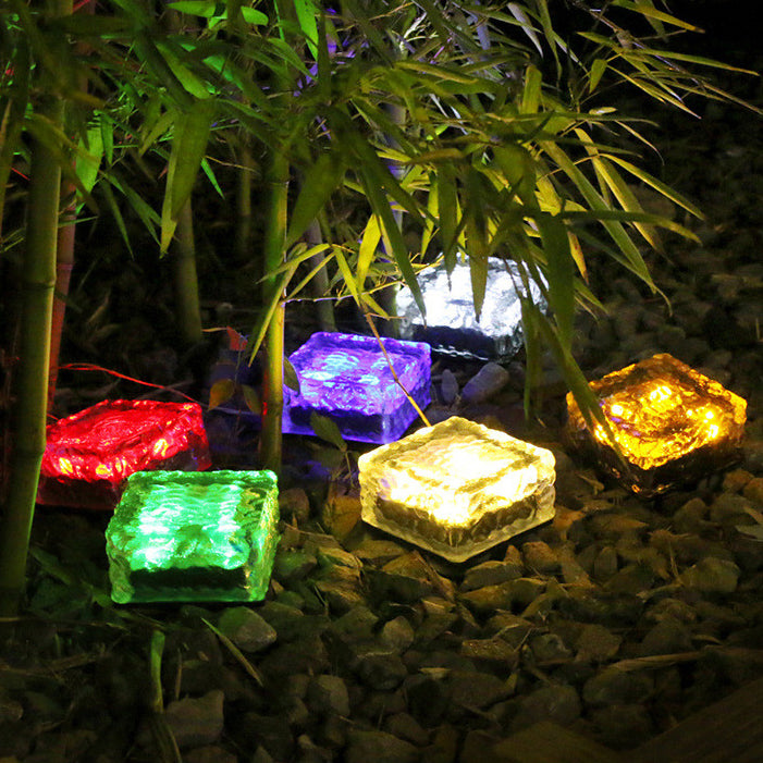 Modern Minimalist Solar Waterproof ABS Clear Glass Ice Cube Brick LED Outdoor Landscape Light For Garden | Kalsten
