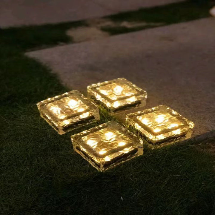 Modern Minimalist Solar Waterproof ABS Clear Glass Ice Cube Brick LED Outdoor Landscape Light For Garden | Kalsten