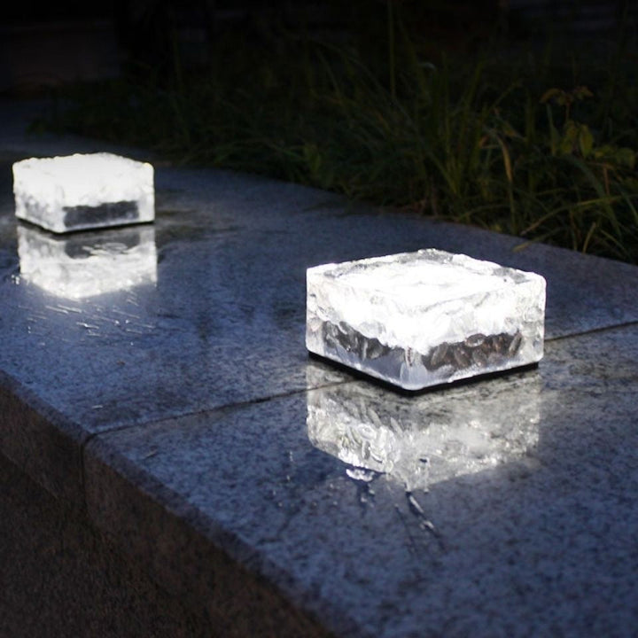 Modern Minimalist Solar Waterproof ABS Clear Glass Ice Cube Brick LED Outdoor Landscape Light For Garden | Kalsten