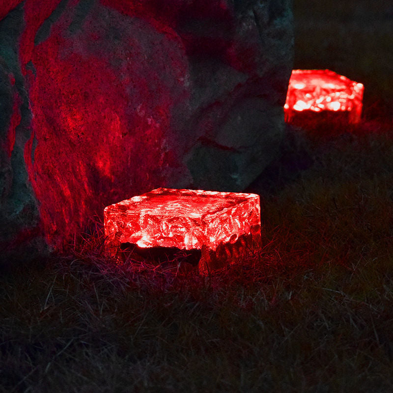 Modern Minimalist Solar Waterproof ABS Clear Glass Ice Cube Brick LED Outdoor Landscape Light For Garden | Kalsten