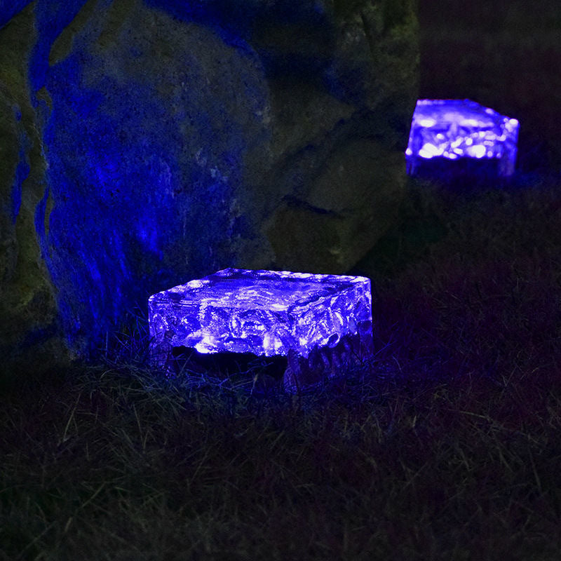 Modern Minimalist Solar Waterproof ABS Clear Glass Ice Cube Brick LED Outdoor Landscape Light For Garden | Kalsten