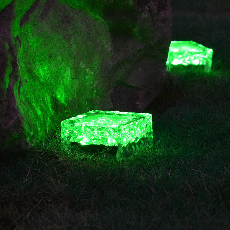 Modern Minimalist Solar Waterproof ABS Clear Glass Ice Cube Brick LED Outdoor Landscape Light For Garden | Kalsten