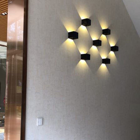 Modern Minimalist Waterproof Cube Up Down Aluminum Glass Induction LED Wall Light Lamps For Bedroom | Kalsten