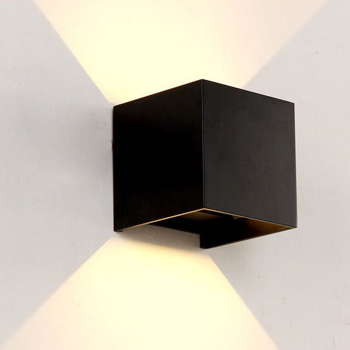 Modern Minimalist Waterproof Cube Up Down Aluminum Glass Induction LED Wall Light Lamps For Bedroom | Kalsten