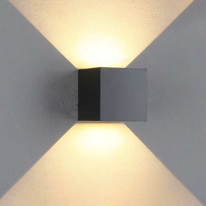 Modern Minimalist Waterproof Cube Up Down Aluminum Glass Induction LED Wall Light Lamps For Bedroom | Kalsten