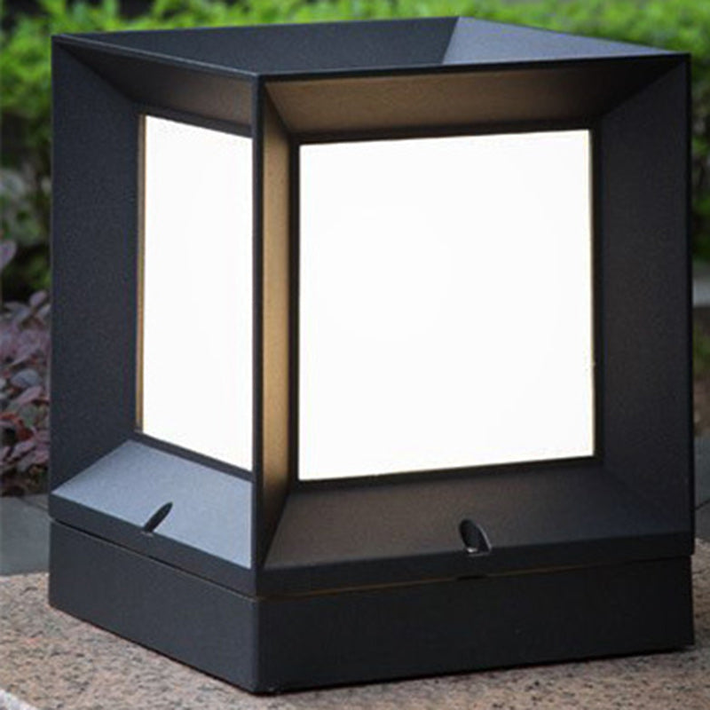 Modern Minimalist Waterproof Square-Shaped Aluminum Acrylic 1-Light Outdoor Post Light For Garden | Kalsten