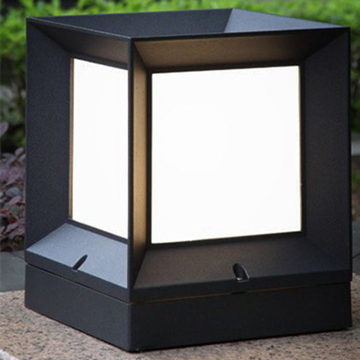 Modern Minimalist Waterproof Square-Shaped Aluminum Acrylic 1-Light Outdoor Post Light For Garden | Kalsten