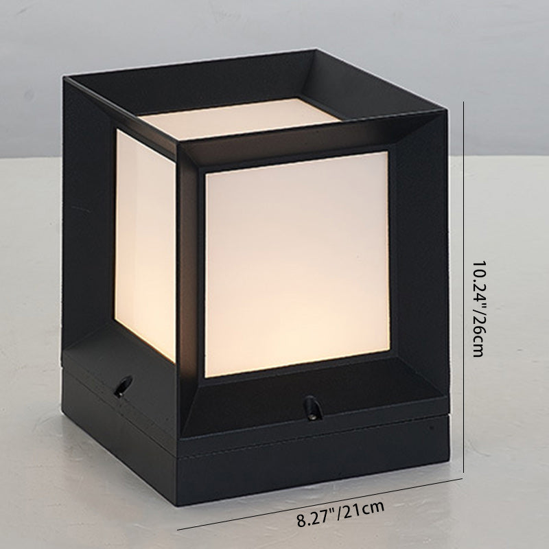 Modern Minimalist Waterproof Square-Shaped Aluminum Acrylic 1-Light Outdoor Post Light For Garden | Kalsten