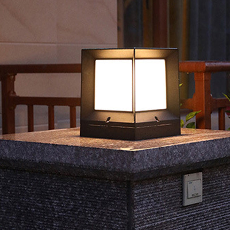 Modern Minimalist Waterproof Square-Shaped Aluminum Acrylic 1-Light Outdoor Post Light For Garden | Kalsten