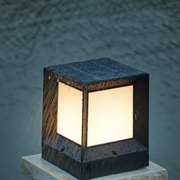 Modern Minimalist Solar Waterproof Square-Shaped Aluminum Acrylic LED Outdoor Post Light For Garden | Kalsten