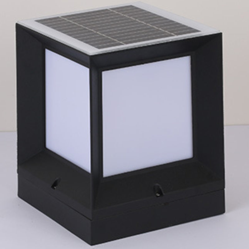 Modern Minimalist Solar Waterproof Square-Shaped Aluminum Acrylic LED Outdoor Post Light For Garden | Kalsten