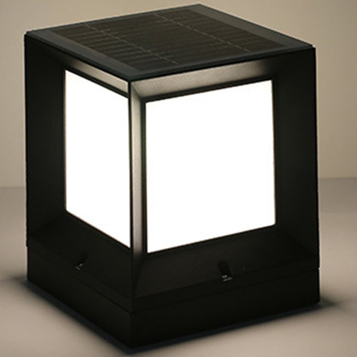 Modern Minimalist Solar Waterproof Square-Shaped Aluminum Acrylic LED Outdoor Post Light For Garden | Kalsten