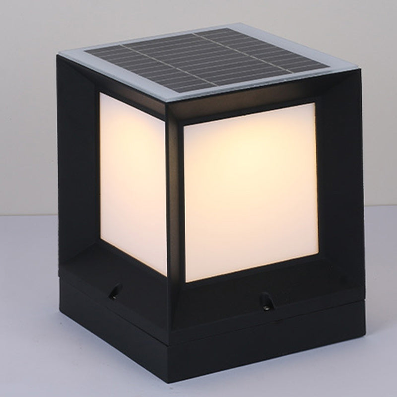 Modern Minimalist Solar Waterproof Square-Shaped Aluminum Acrylic LED Outdoor Post Light For Garden | Kalsten