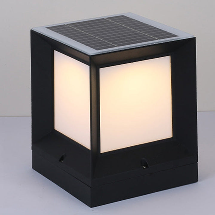 Modern Minimalist Solar Waterproof Square-Shaped Aluminum Acrylic LED Outdoor Post Light For Garden | Kalsten