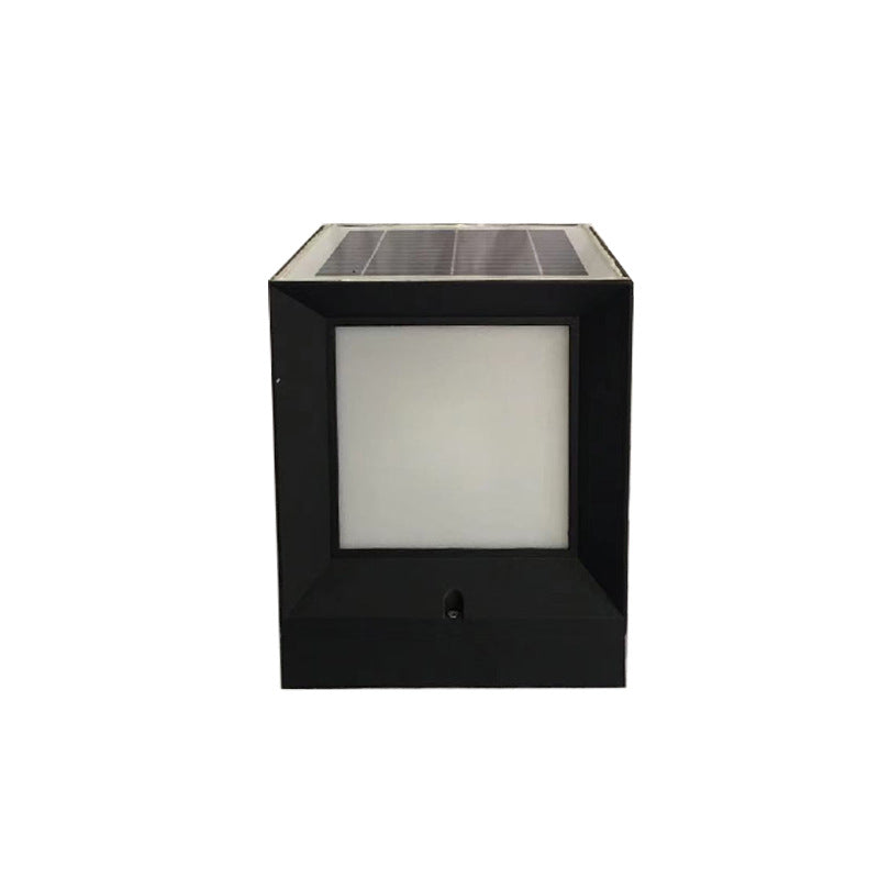 Modern Minimalist Solar Waterproof Square-Shaped Aluminum Acrylic LED Outdoor Post Light For Garden | Kalsten