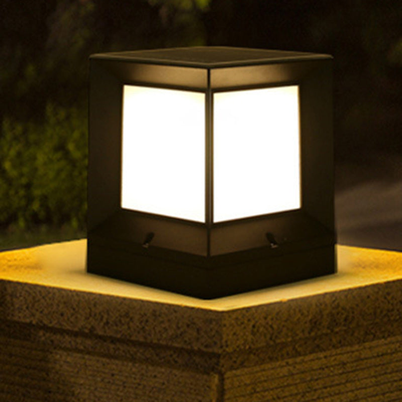 Modern Minimalist Solar Waterproof Square-Shaped Aluminum Acrylic LED Outdoor Post Light For Garden | Kalsten