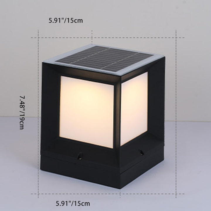 Modern Minimalist Solar Waterproof Square-Shaped Aluminum Acrylic LED Outdoor Post Light For Garden | Kalsten
