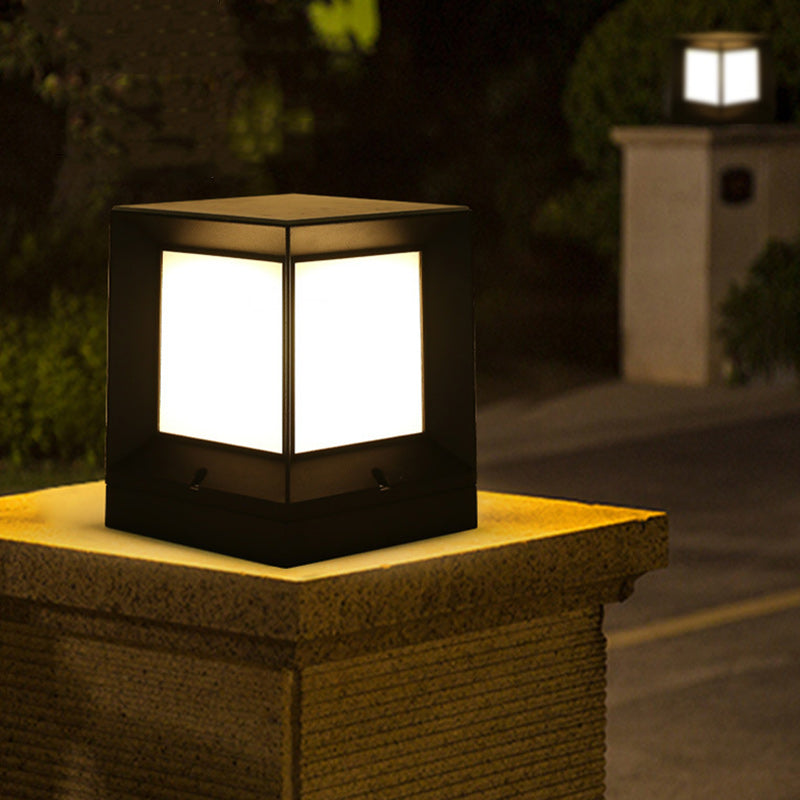 Modern Minimalist Solar Waterproof Square-Shaped Aluminum Acrylic LED Outdoor Post Light For Garden | Kalsten