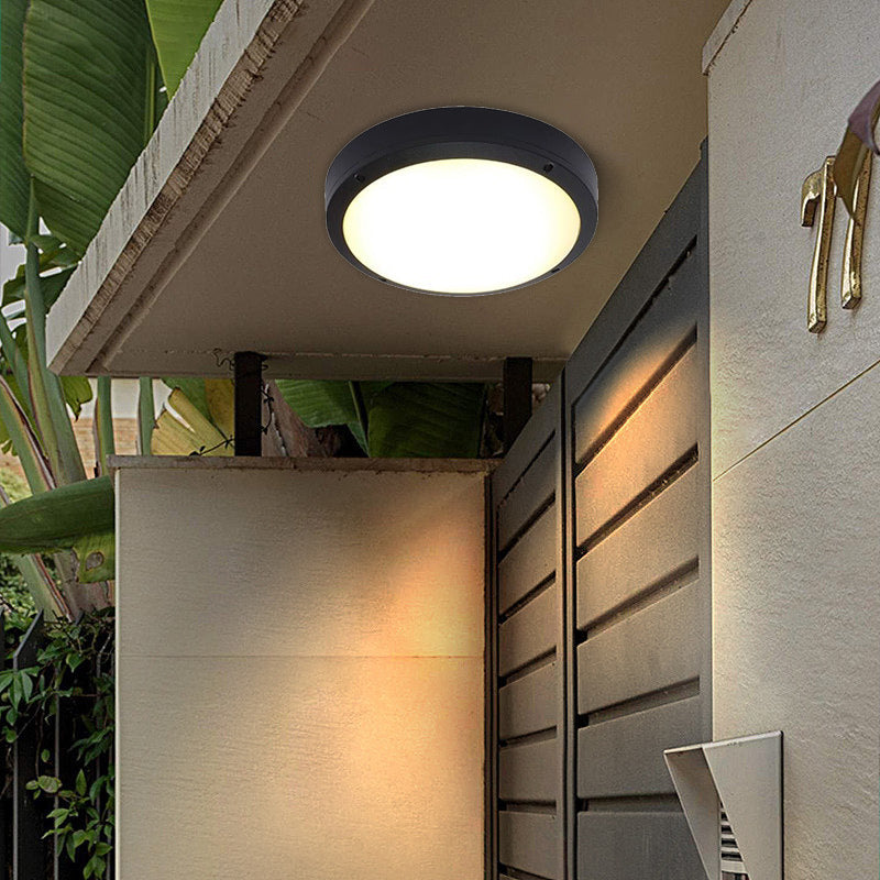 Modern Minimalist Waterproof Round Aluminum Acrylic LED Outdoor Flush Mount Ceiling Light For Garden | Kalsten