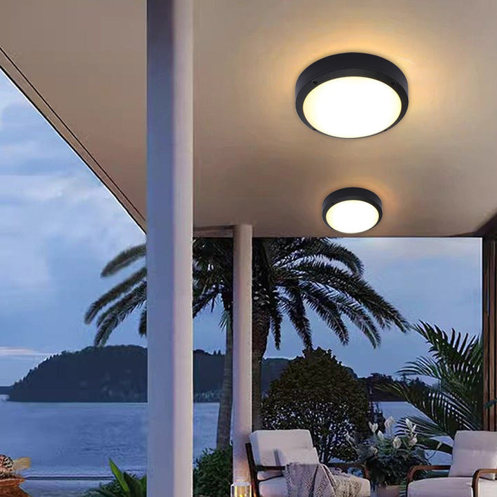 Modern Minimalist Waterproof Round Aluminum Acrylic LED Outdoor Flush Mount Ceiling Light For Garden | Kalsten