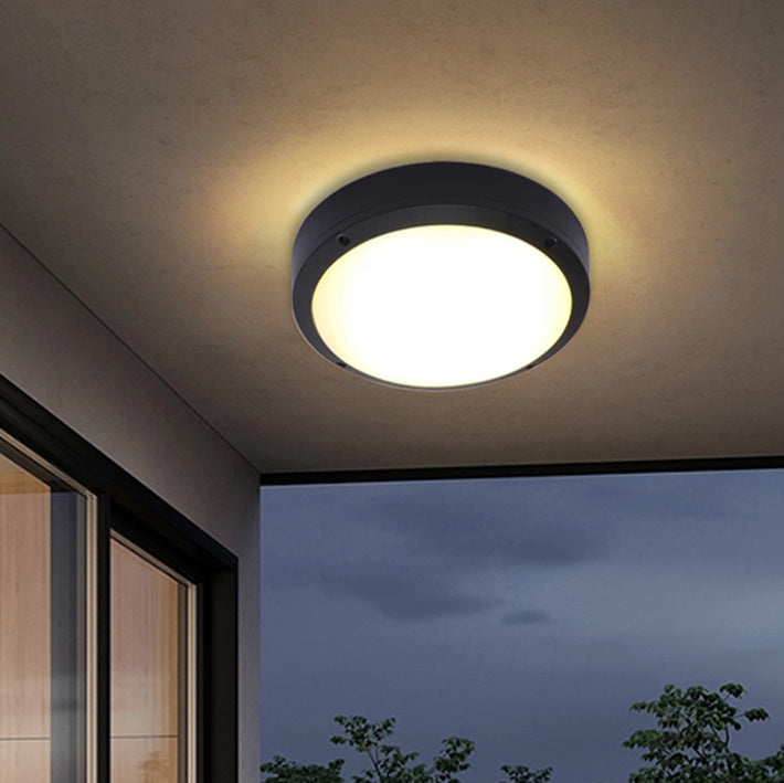 Modern Minimalist Waterproof Round Aluminum Acrylic LED Outdoor Flush Mount Ceiling Light For Garden | Kalsten