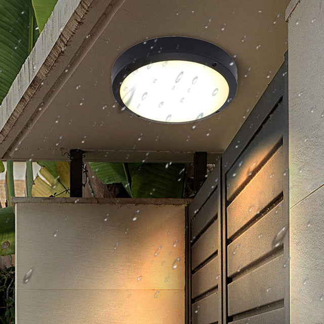Modern Minimalist Waterproof Round Aluminum Acrylic LED Outdoor Flush Mount Ceiling Light For Garden | Kalsten