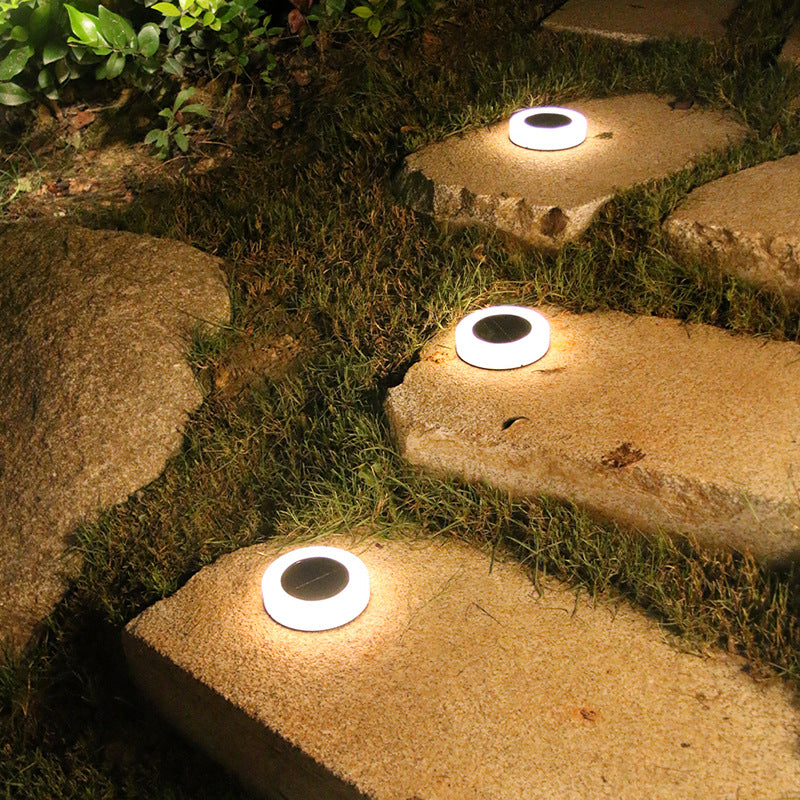 Modern Minimalist Solar Waterproof Round Cylinder Plastic ABS LED Ground Plug Landscape Light For Garden | Kalsten