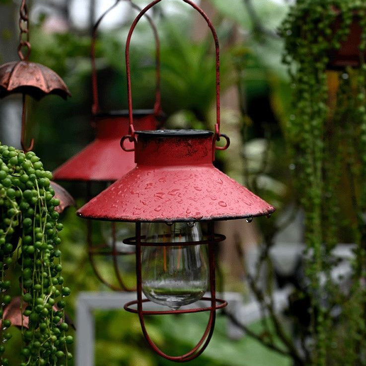 Traditional Vintage Solar Waterproof Round Table Oval Mesh Iron 1-Light Outdoor Light For Garden | Kalsten