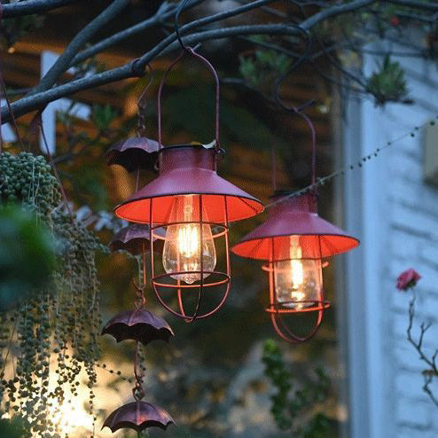Traditional Vintage Solar Waterproof Round Table Oval Mesh Iron 1-Light Outdoor Light For Garden | Kalsten