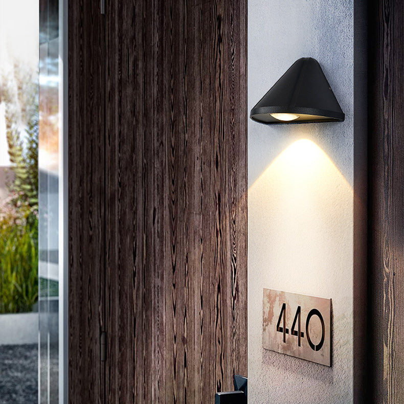 Modern Minimalist Waterproof Triangle Semicircle Die-Cast Aluminum PC LED Wall Sconce Lamp For Outdoor Patio | Kalsten