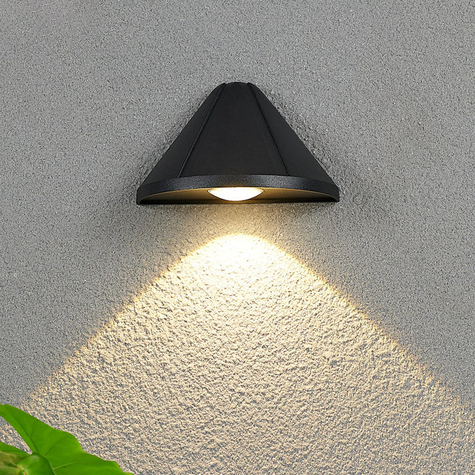 Modern Minimalist Waterproof Triangle Semicircle Die-Cast Aluminum PC LED Wall Sconce Lamp For Outdoor Patio | Kalsten
