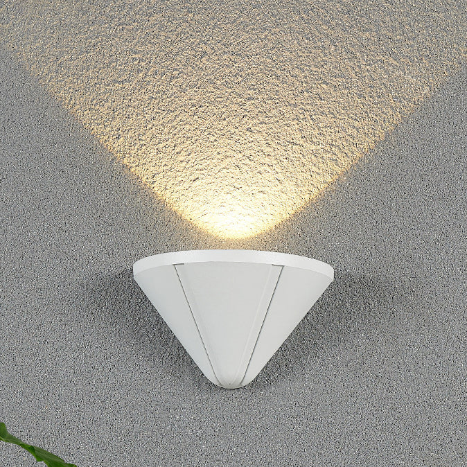 Modern Minimalist Waterproof Triangle Semicircle Die-Cast Aluminum PC LED Wall Sconce Lamp For Outdoor Patio | Kalsten
