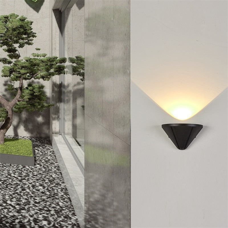 Modern Minimalist Waterproof Triangle Semicircle Die-Cast Aluminum PC LED Wall Sconce Lamp For Outdoor Patio | Kalsten