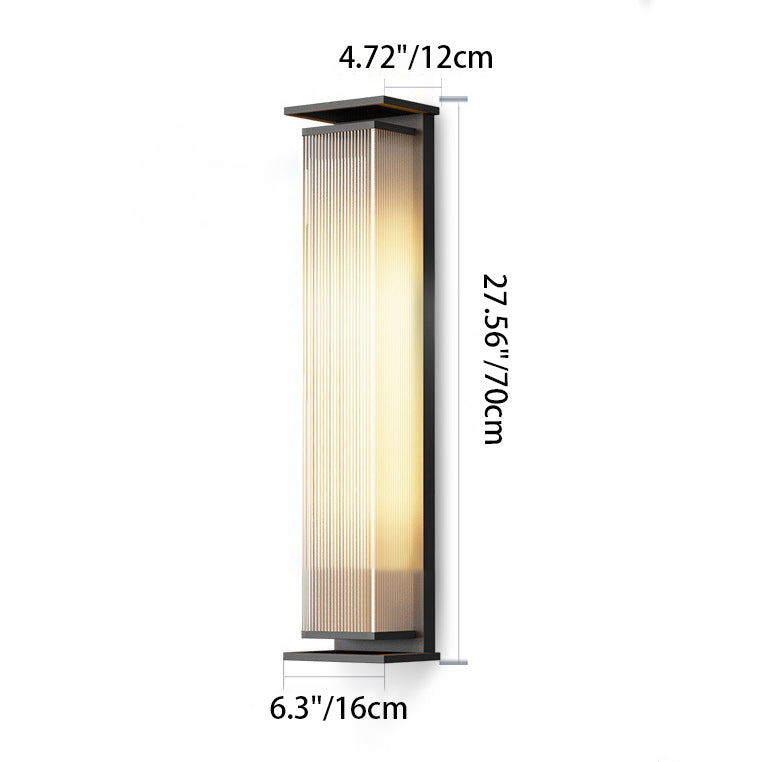 Modern Minimalist Solar Waterproof Rectangle Stripe Stainless Steel PC LED Outdoor Wall Sconce Lamp For Garden | Kalsten