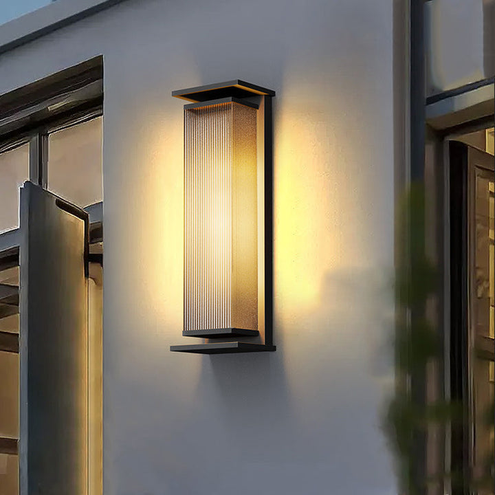 Modern Minimalist Solar Waterproof Rectangle Stripe Stainless Steel PC LED Outdoor Wall Sconce Lamp For Garden | Kalsten