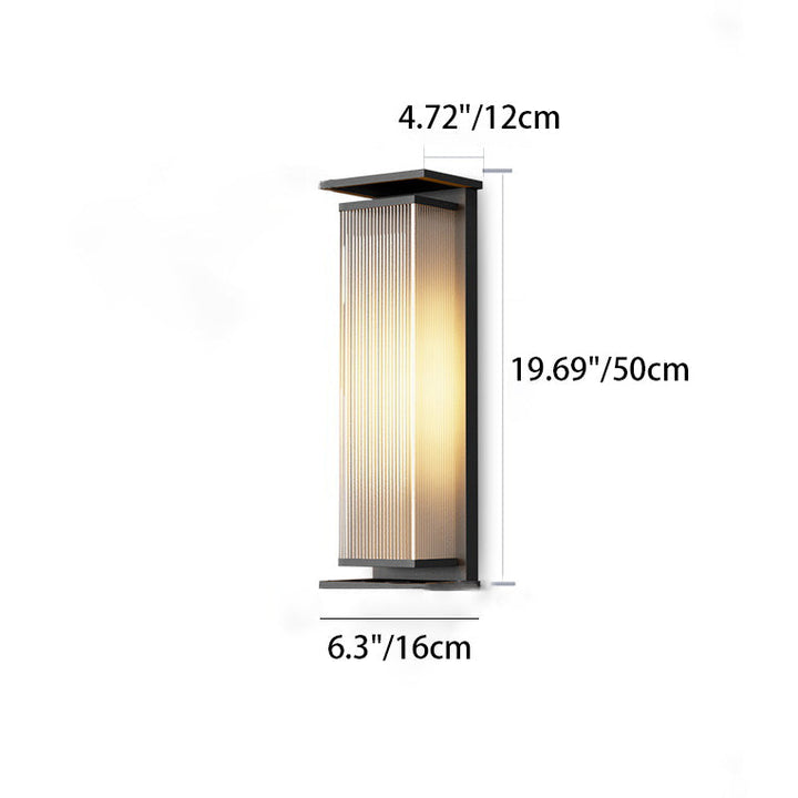 Modern Minimalist Solar Waterproof Rectangle Stripe Stainless Steel PC LED Outdoor Wall Sconce Lamp For Garden | Kalsten