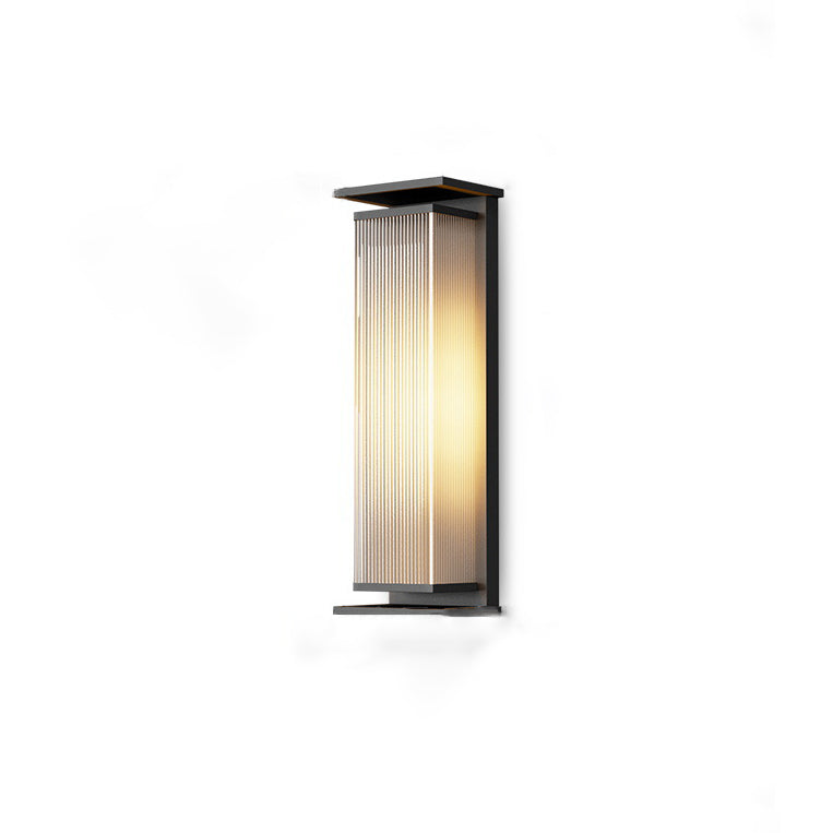 Modern Minimalist Solar Waterproof Rectangle Stripe Stainless Steel PC LED Outdoor Wall Sconce Lamp For Garden | Kalsten