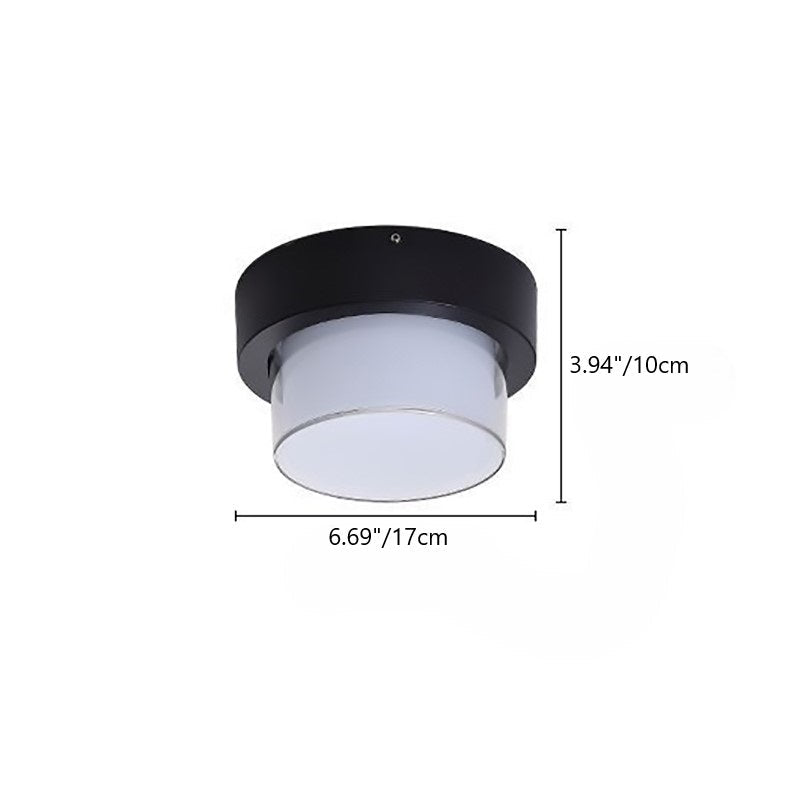 Modern Minimalist Waterproof Square Round Cylinder Die-Cast Aluminum Acrylic LED Flush Mount Ceiling Light For Outdoor Patio | Kalsten